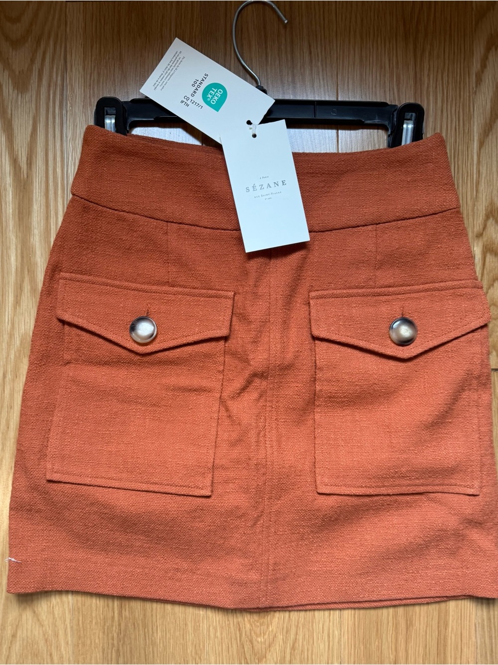 Sezane Gillyne Skirt Brick Orange Pocket mini Skirt - Picture 11 of 12
